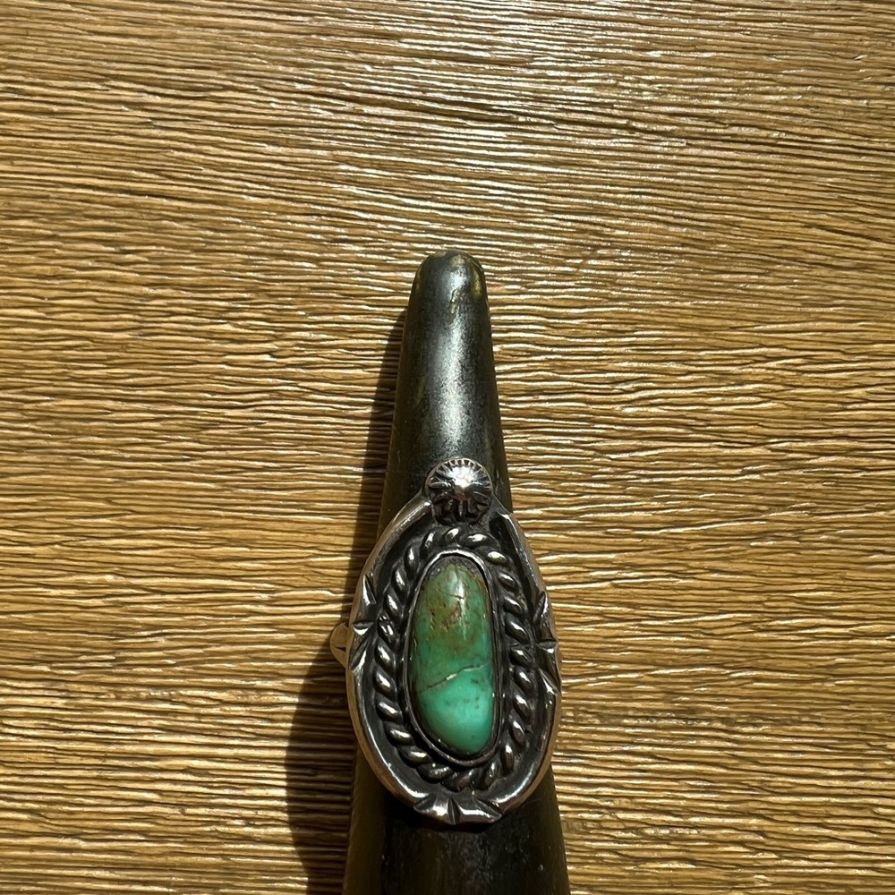 Sterling Silver Green Turquoise Ring SZ 6
